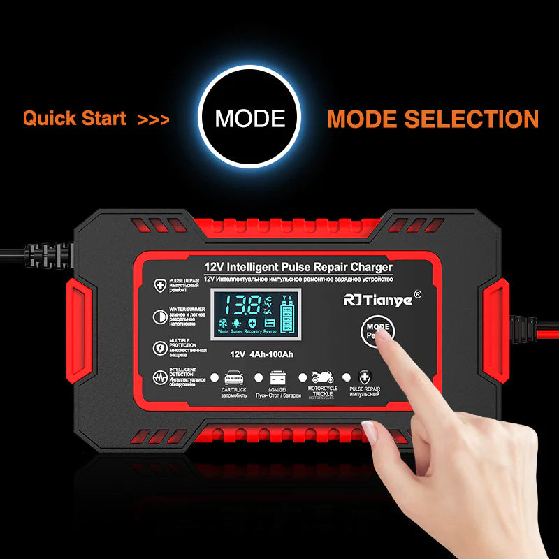 Cargador Universal Inteligente de Batería 12V 6A para Motocicletas